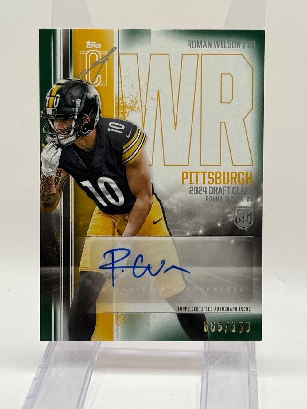 2024 Topps Signature Class Roman Wilson Rookie Green Auto 65/150 SP Steelers RC